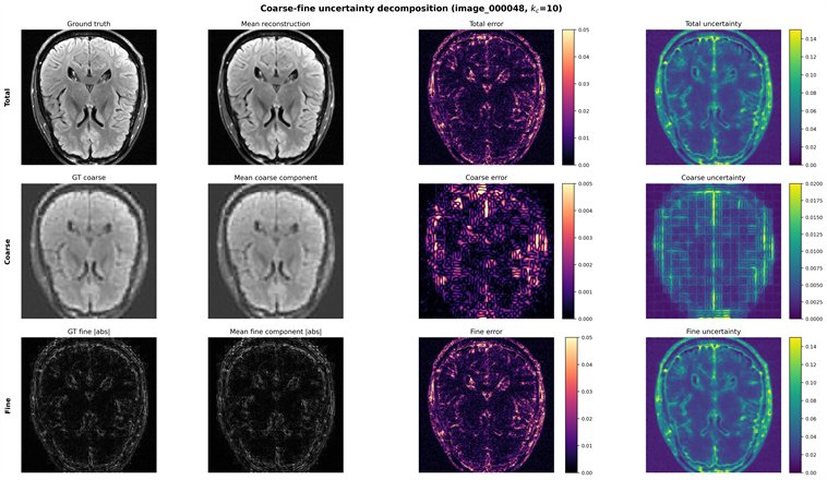 Coarse and fine decomposition of brain MRI reconstruction error and predictive uncertainty